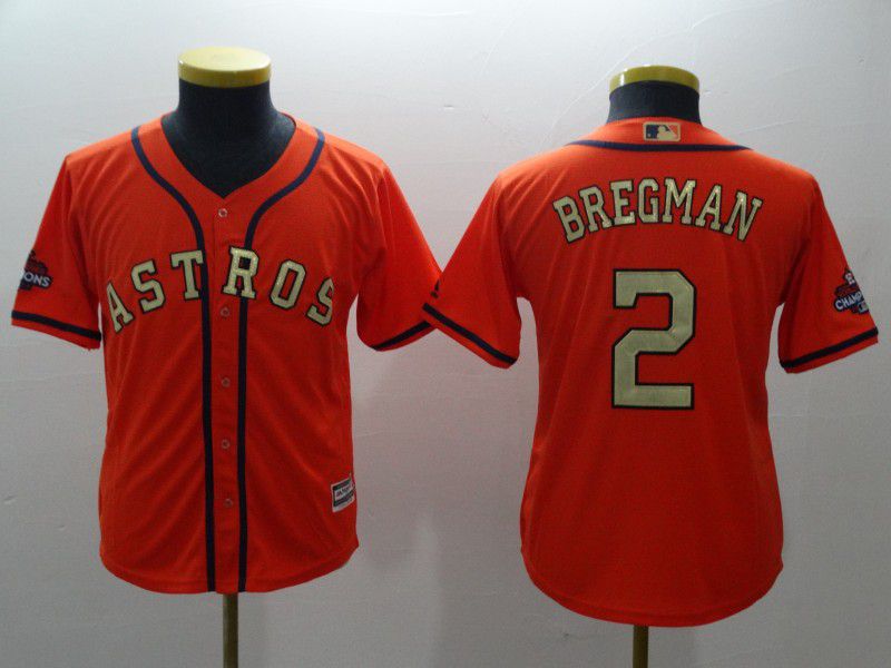 Youth Houston Astros 2 Bregman Orange Champion Edition MLB Jerseys